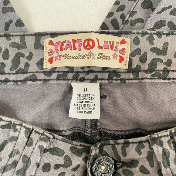 Peace Love Vanilla Star Size 11 Junior Gray Leopard Animal Print Pants Soft 31" - Picture 8 of 8